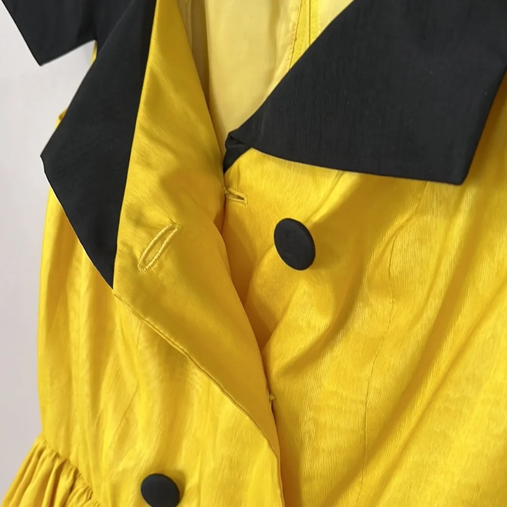 Vintage Sailor Dress Rockabilly A Line Yellow & Black Tulle Underskirt Lined - Picture 11 of 14